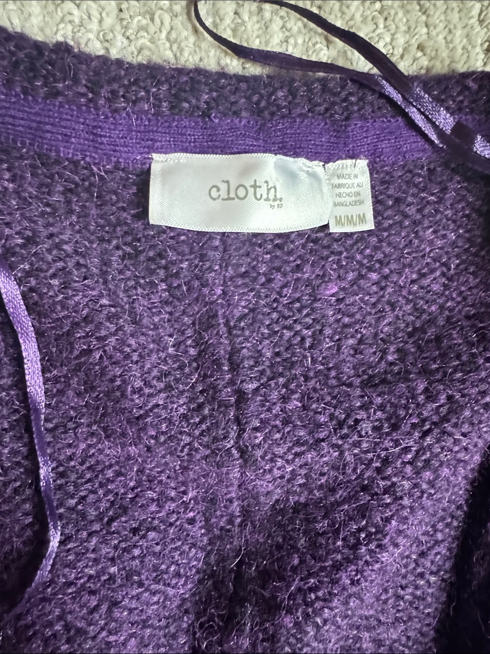 Cozy Deep Purple Button-Front Knit Cardigan - Picture 2 of 9